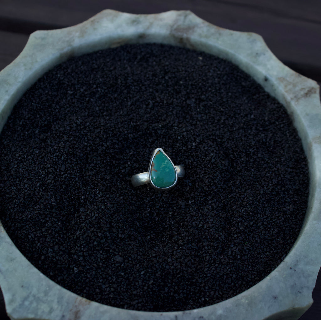 Rain Drop Turquoise Ring Size 8