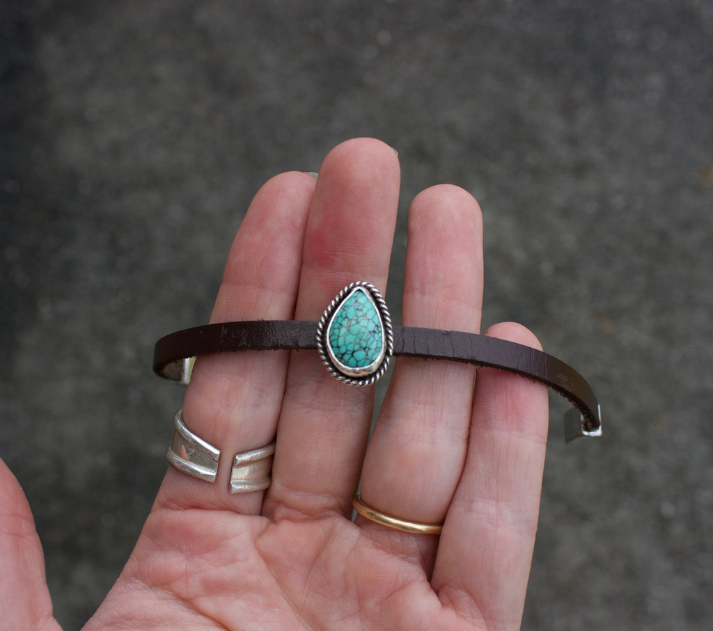 Turquoise leather bracelet
