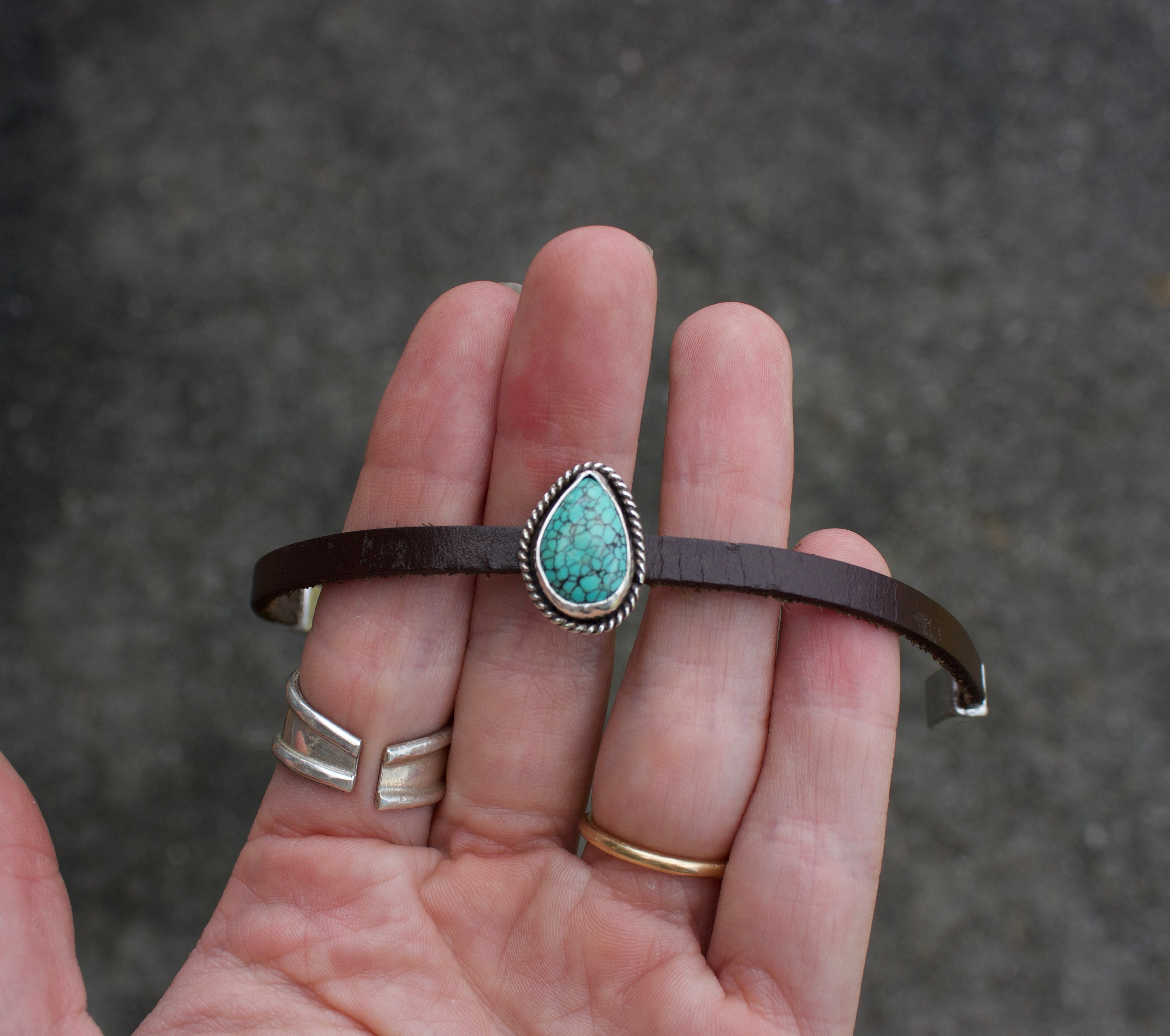 Turquoise leather bracelet