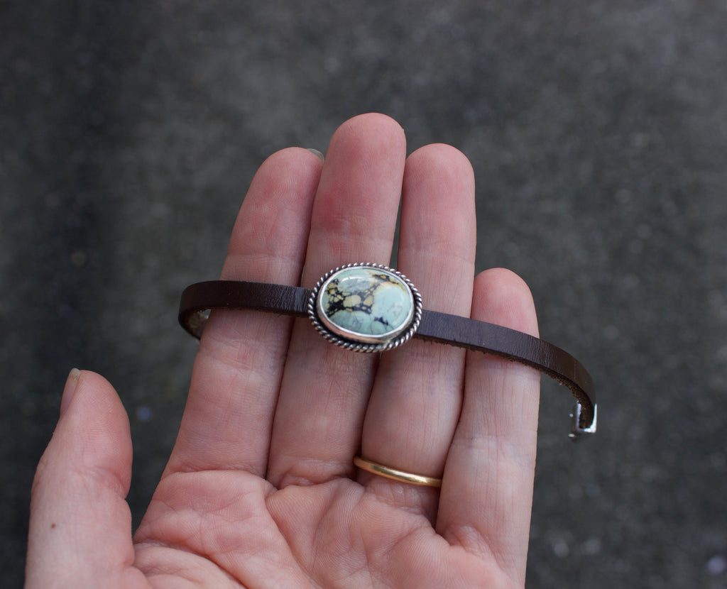 Variscite Leather Bracelet