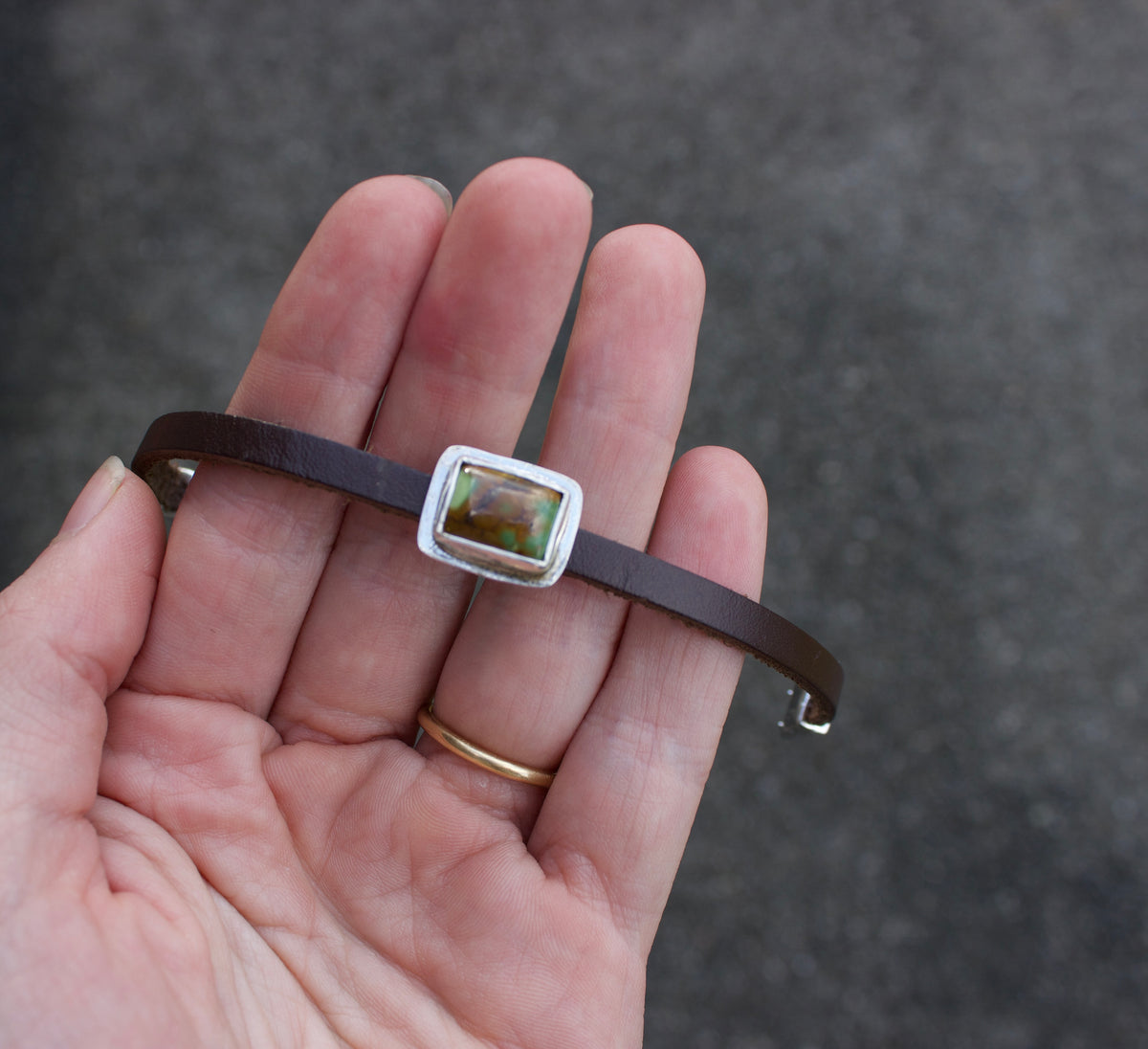 Earth turquoise leather bracelet