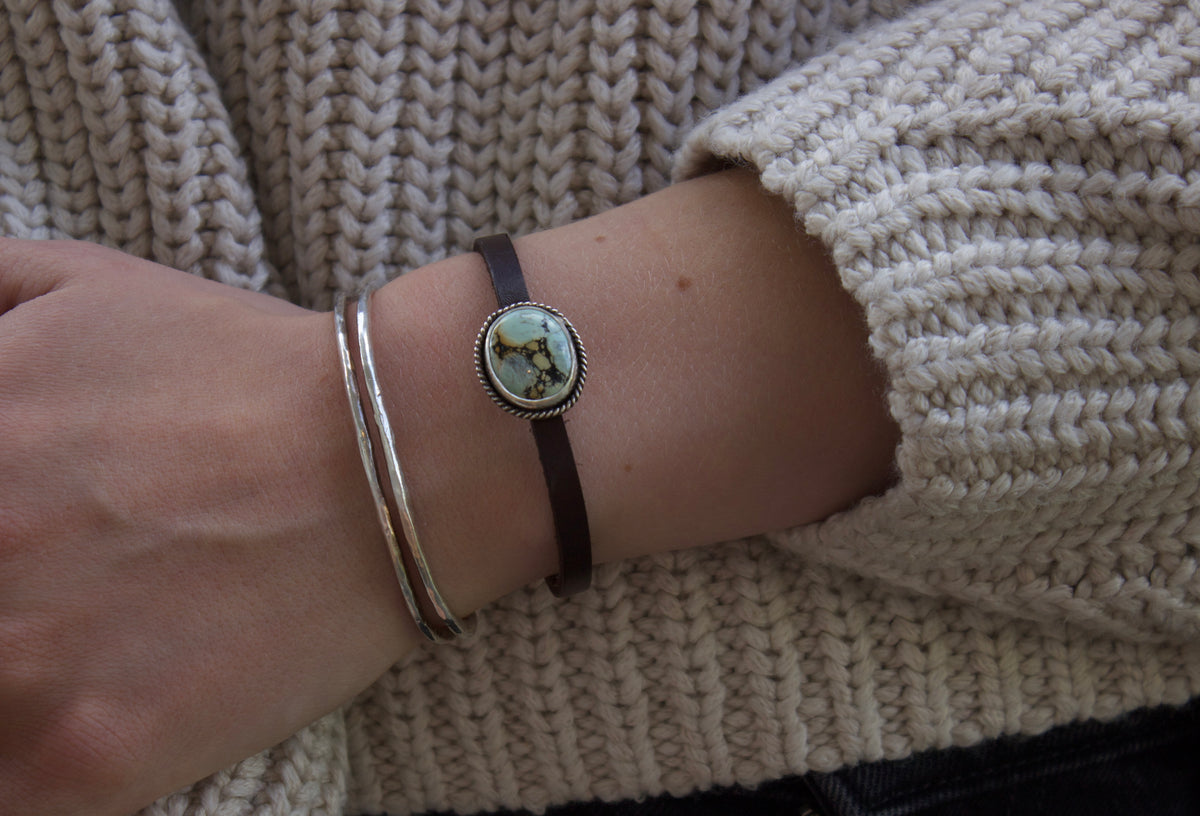 Variscite Leather Bracelet