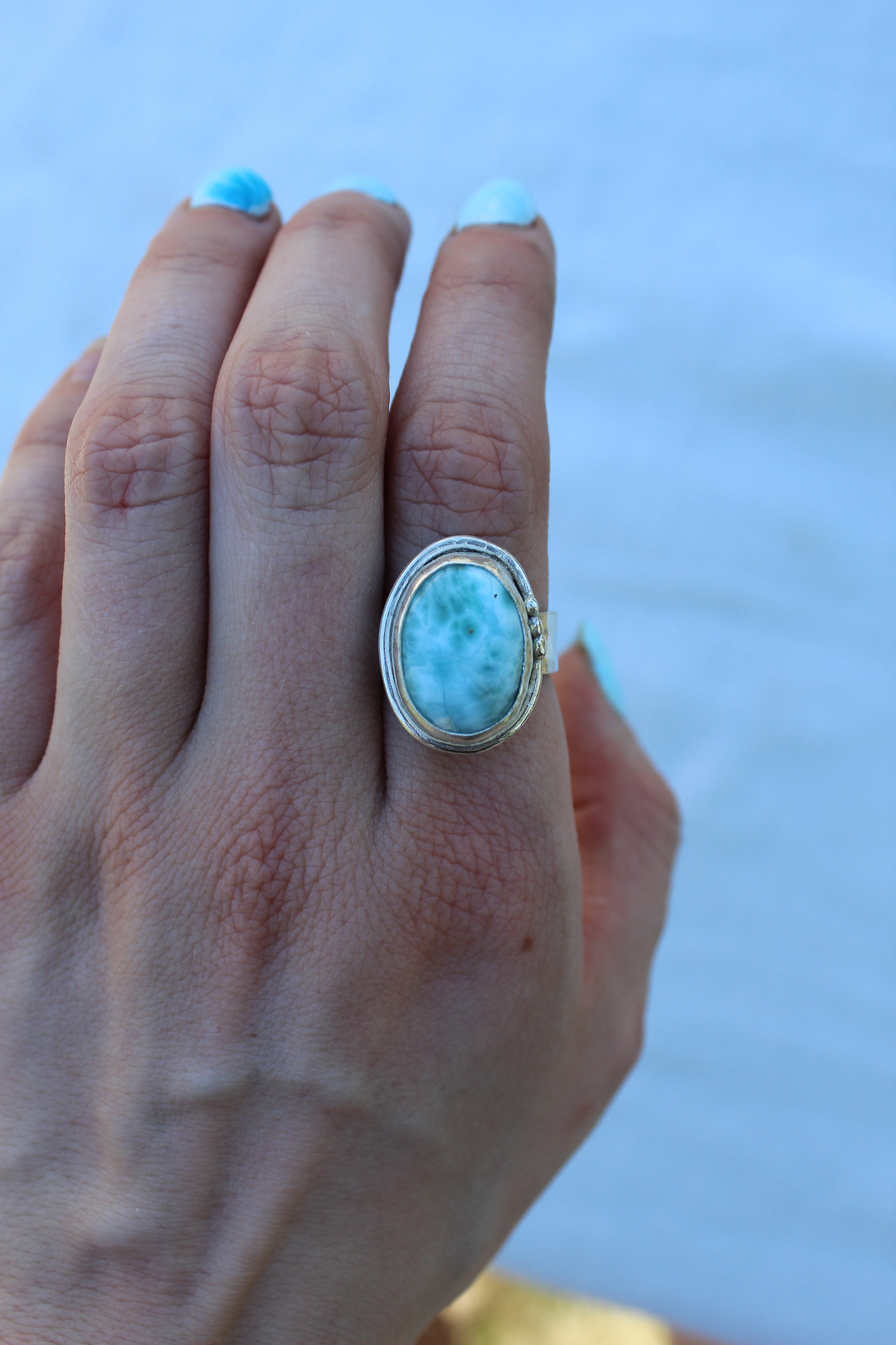 Tidal blue Larimar Ring size 7
