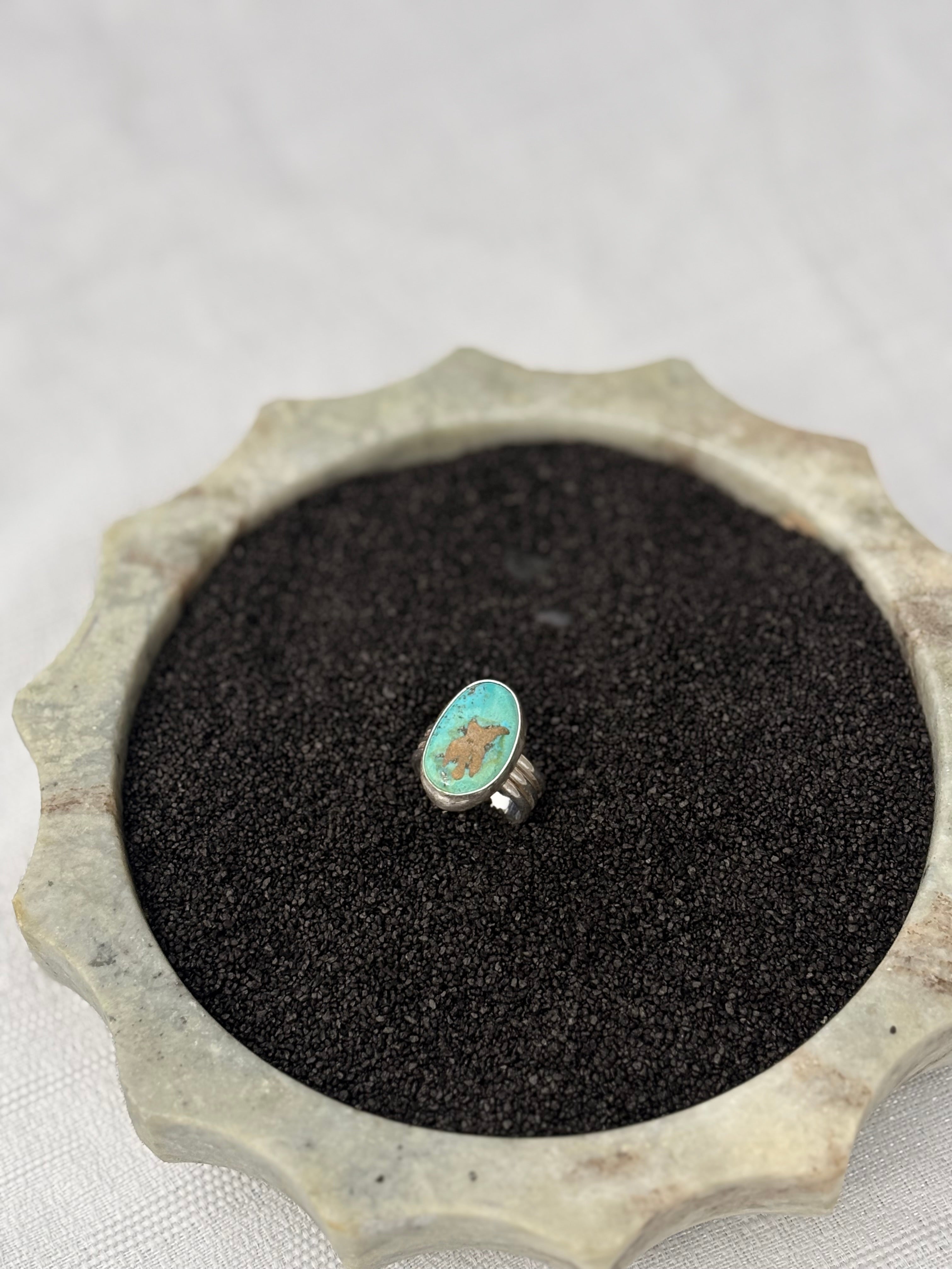 Copper Turquoise Ring Size 6.25