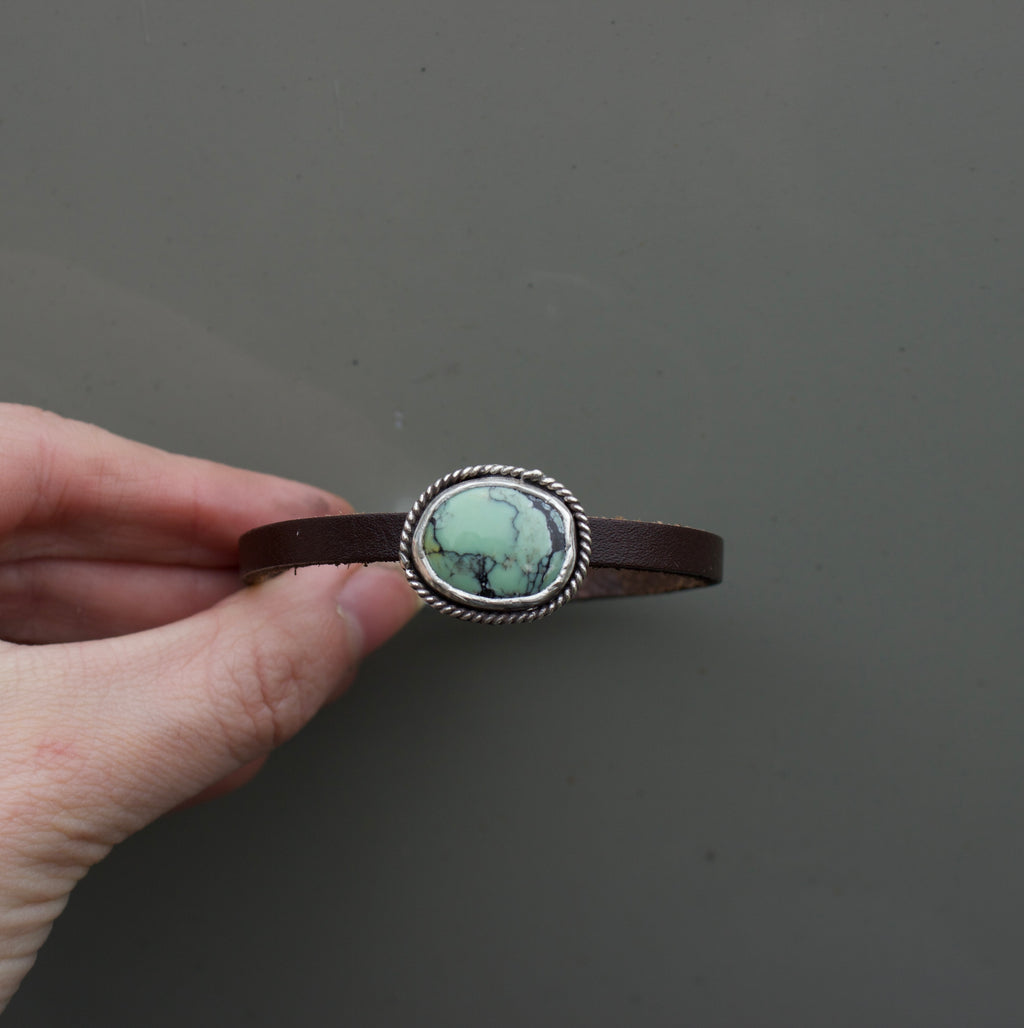 Variscite leather bracelet