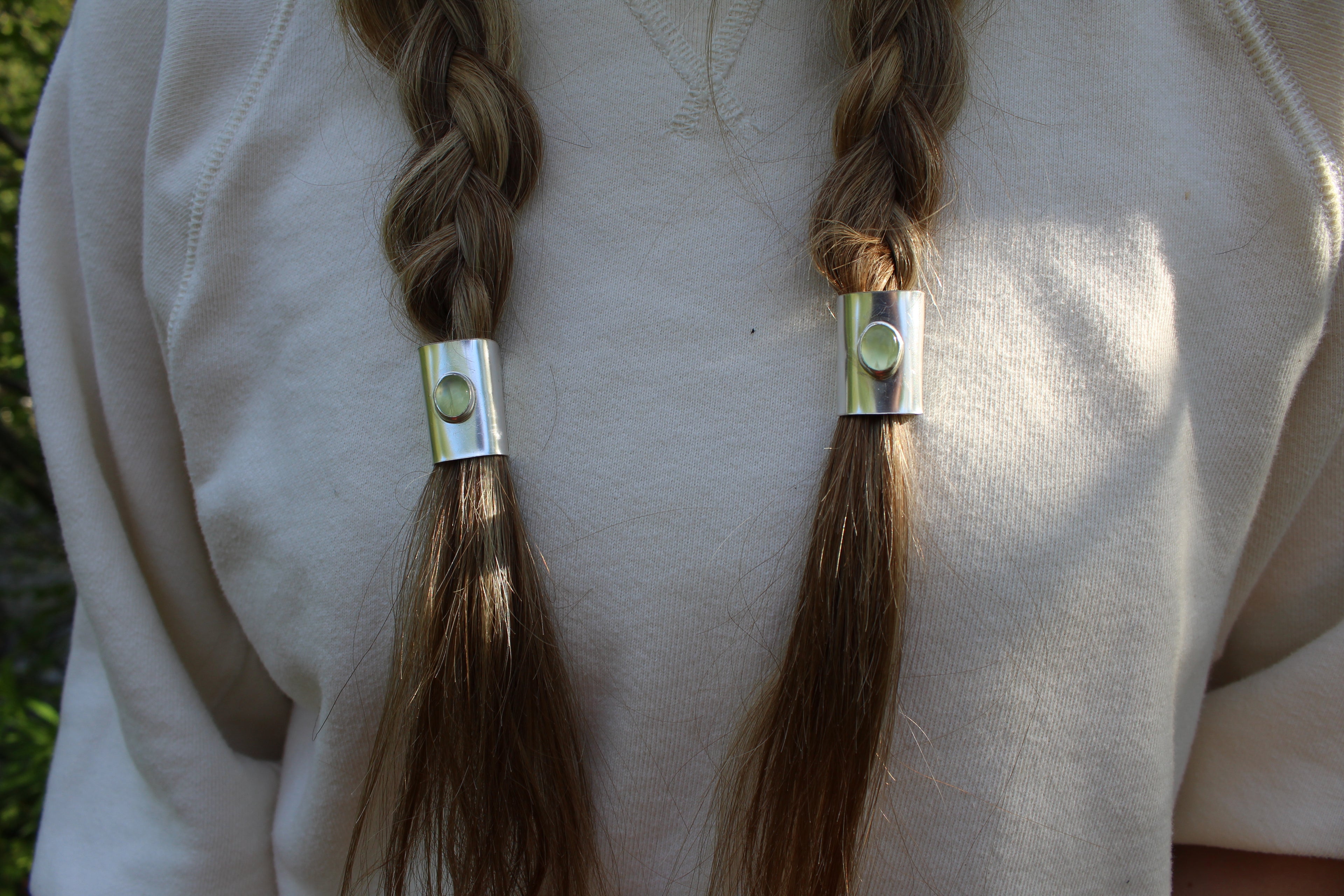 Green Prehnite Hair cuffs
