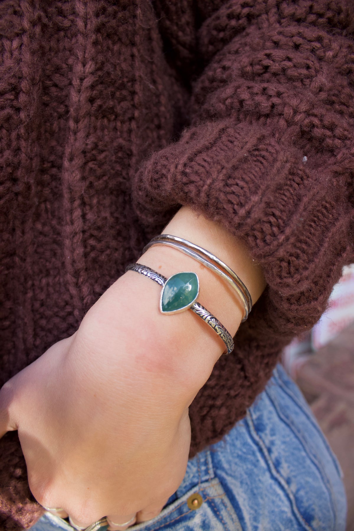 Jade Floral Cuff
