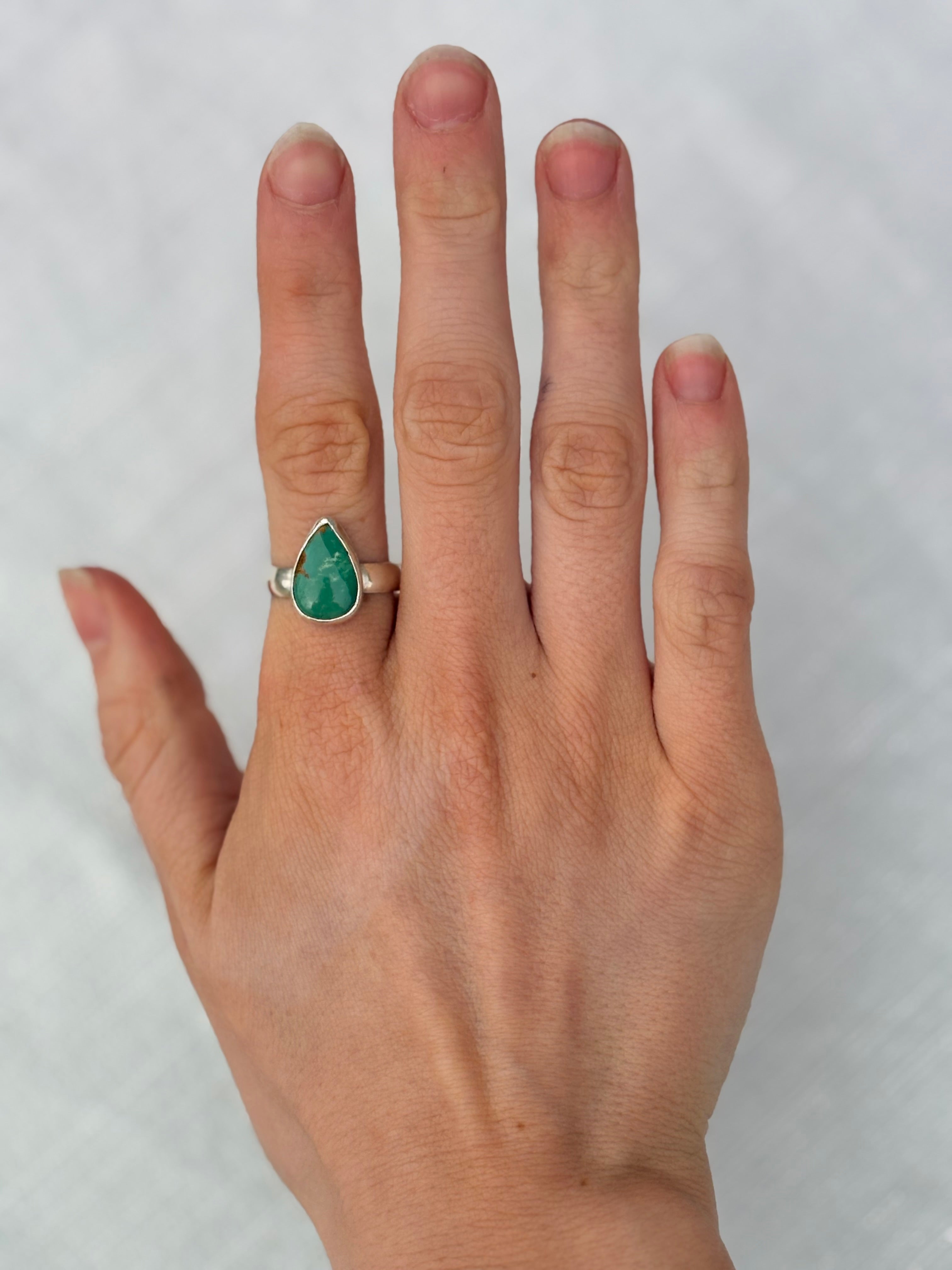 Rain Drop Turquoise Ring Size 8