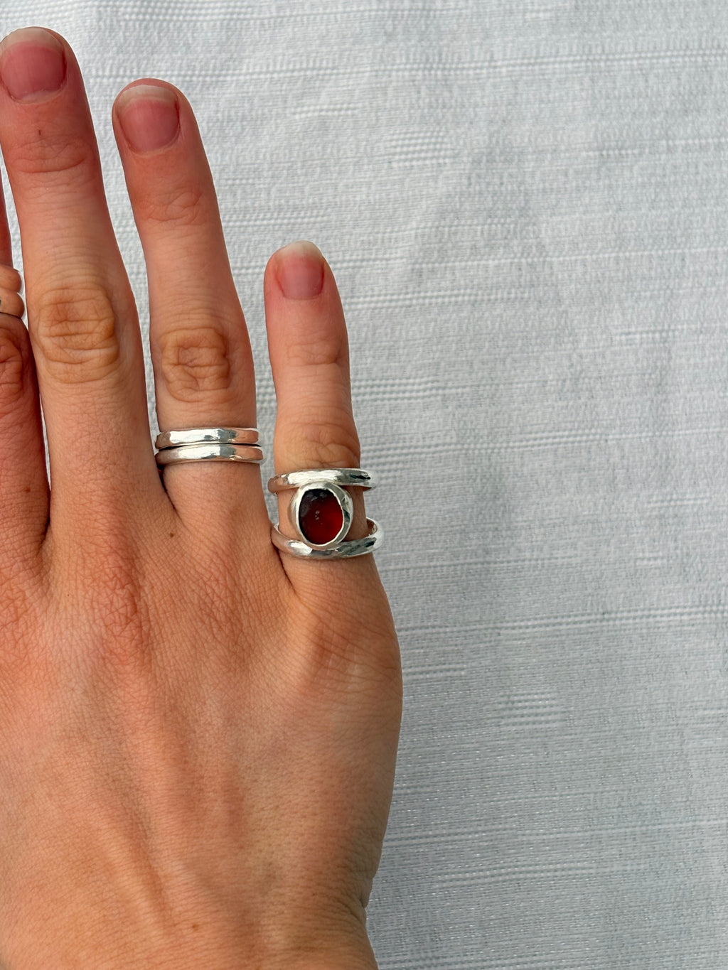 Chunky Ak Seaglass Ring Size 5.5