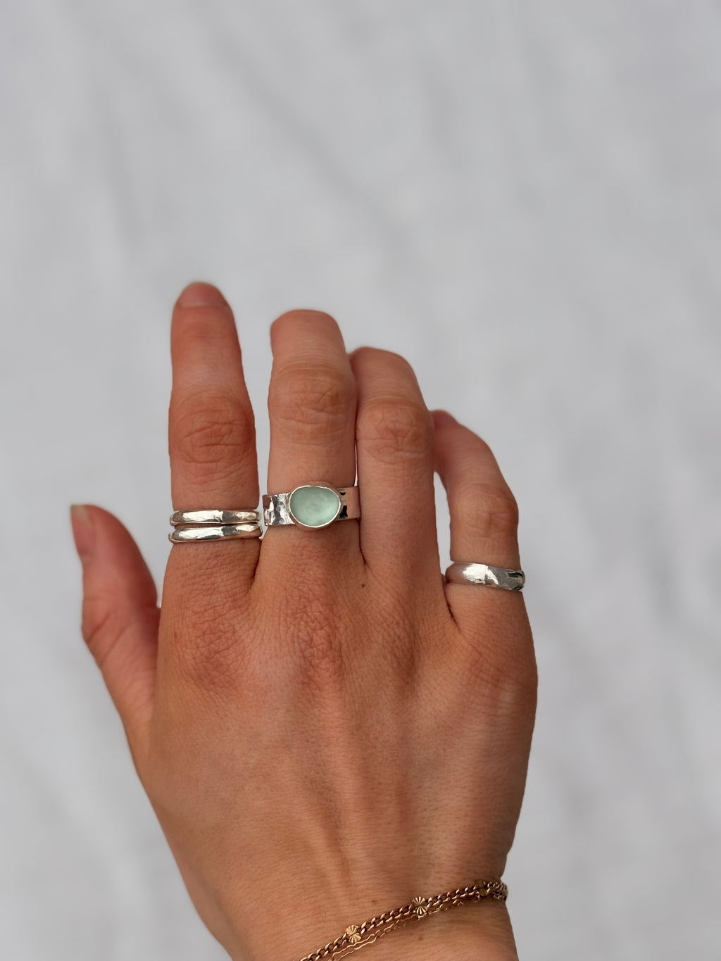 Textured Ak Seaglass Ring Size 7
