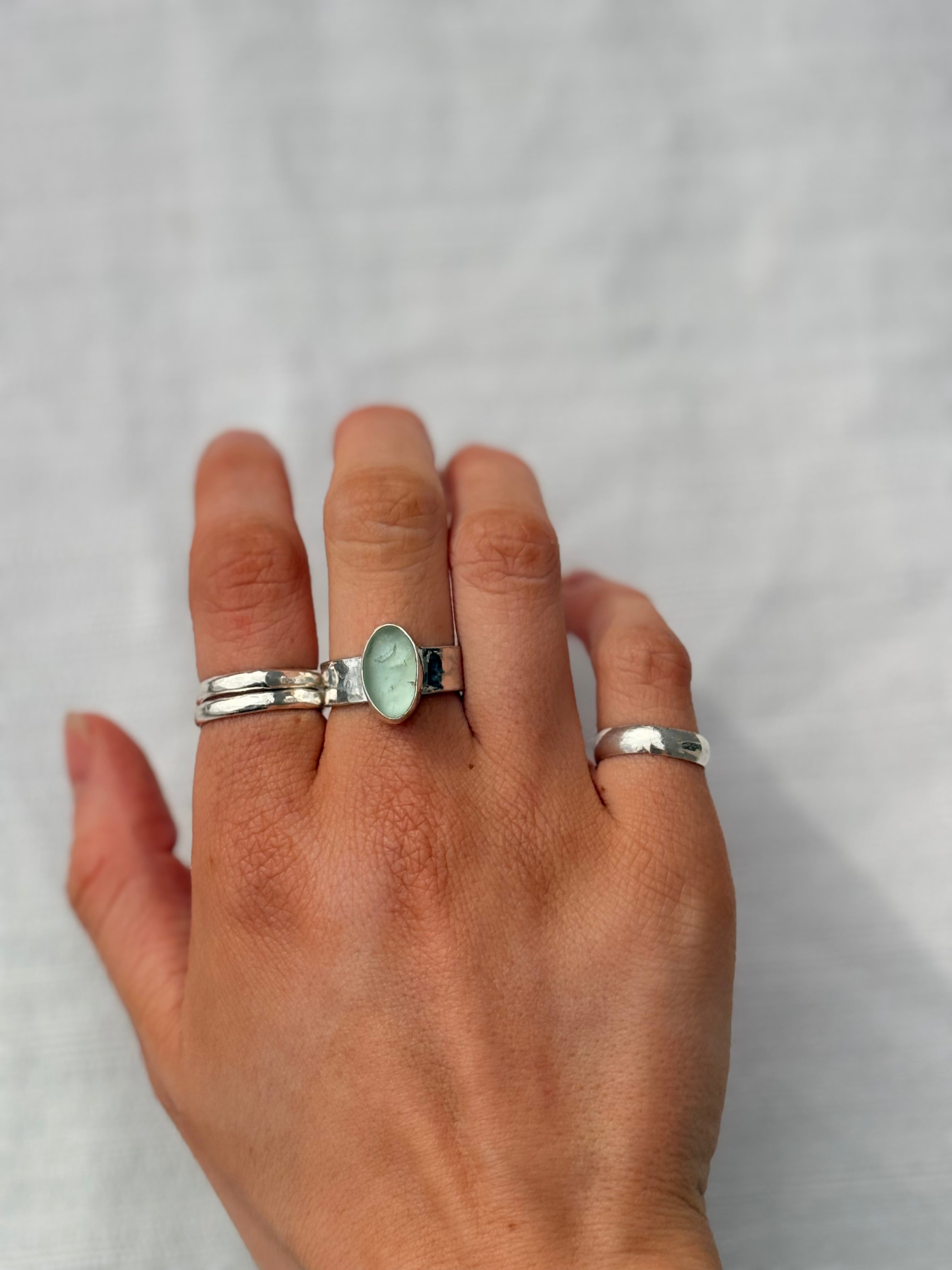 Textured Ak Seaglass Ring Size 8